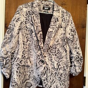 DKNY Black and White Snake Print Blazer